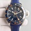 Swiss Made Omega Planet Ocean GMT Goodplanet Blue Bezel Orange Marker Blue Dial Rubber A8605