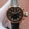 Swiss Made Omega Planet Ocean Master Chronometer RG Black Bezel Black Dial Leather A9301