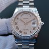 Swiss Made Rolex Day-Date 218399 Roman Numerals SS Full Diamonds A3255