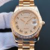 Swiss Made Rolex Day-Date II RG Diamonds Full Bezel/Dial Roman Markers RG Bracelet A3255