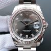 Swiss Made Rolex DateJust II SS Fluted Bezel Gray Dial Diamonds Markers SS Bracelet A3136