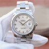 Swiss Made Rolex DateJust 41mm 126334 Fluted Bezel White Dial Diamonds Markers SS Bracelet A3235