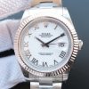 Swiss Made Rolex DateJust II SS Fluted Bezel White Dial Roman Numerals SS Bracelet A3136