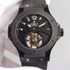 Swiss Made Hublot Big Bang Tourbillon PVD Black Textured Dial Black Rubber Strap