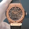 Swiss Made Hublot Classic Fusion Tourbillon RG 45mm TF Skeleton Dial Black Gummy Strap A23J