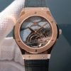 Swiss Made Hublot Classic Fusion Tourbillon RG 45mm TF Skeleton Purple Dial Black Gummy Strap A23J