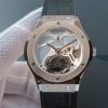 Swiss Made Hublot Classic Fusion Tourbillon 45mm TF Purple Skeleton Dial Black Gummy Strap A23J