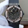 Swiss Made Hublot Classic Fusion Tourbillon 42mm TF PVD Diamonds Bezel Skeleton Dial Gummy Strap A23J