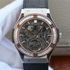 Swiss Made Hublot Classic Fusion Tourbillon 42mm TF RG Bezel Skeleton Dial Black Gummy Strap A23J