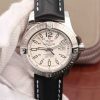 Swiss Made Breitling Colt Automatic 44mm SS GF White Textured Dial on Black Leather Strap A2824