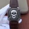 Swiss Made Bell & Ross BR01 Burning Skull Tattoo Watch Silver Dial Brown Leather Strap MIYOTA 9015