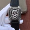 Swiss Made Bell & Ross BR01 Burning Skull Tattoo Watch Silver Dial Black Leather Strap MIYOTA 9015