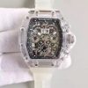 Richard Mille RM011 Transparent Case White Bezel Skeleton Dial White Rubber Strap A7750