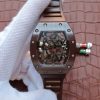 Richard Mille RM055 Brown Ceramic Brown Inner Bezel Skeleton Dial Brown Rubber Strap MIYOTA8215