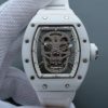 Richard Mille RM052 White Ceramic Diamonds Skull Dial White Rubber Strap MIYOTA8215