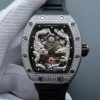 Richard Mille RM057 Dragon Phoenix SS Case Diamonds Bezel Silver Dial Black Rubber Strap