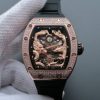 Richard Mille RM057 Dragon Phoenix RG Case Diamonds Bezel RG Dial Black Rubber Strap