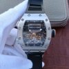 Richard Mille RM069 SS Fake Tourbillon Skeleton Dial Black Rubber Strap A23J