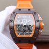 Richard Mille RM011 Felipe Massa RG Chrono Brown Skeleton Dial Orange Rubber Strap A7750