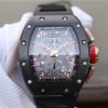 Richard Mille RM011 Black Ceramic RG Chrono Skeleton Dial Black Rubber Strap A7750