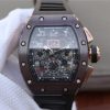 Richard Mille RM011 Brown Ceramic RG Chrono Skeleton Dial Black Rubber Strap A7750