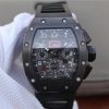 Richard Mille RM011 Black Ceramic PVD Chrono Skeleton Dial Black Rubber Strap A7750