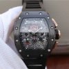 Richard Mille RM011 RG Black Ceramic Chrono Skeleton Dial Black Rubber Strap A7750