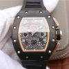 Richard Mille RM011 RG Black Ceramic Chrono Skeleton Dial RG Inner Bezel Black Rubber Strap A7750