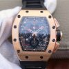 Richard Mille RM011 Felipe Massa Chrono RG Skeleton Dial Black Inner Bezel Black Rubber Strap A7750