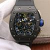 Richard Mille RM011 SS Felipe Massa 10th Anniversary KVF Crystal Skeleton Dial Blue Black Rubber Strap A7750