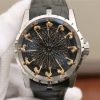 Swiss Made Roger Dubuis Excalibur Knights of the Round Table II SS Black Dial Leather Strap MIYOTA 6T15