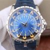 Swiss Made Roger Dubuis Excalibur Knights of the Round Table II SS Blue Dial Leather Strap MIYOTA 6T15