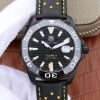 Swiss Made Tag Heuer Aquaracer Calibre 5 ALL Black PVD Textured Dial Ceramic Bezel Leather Strap A2824