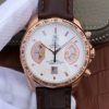 Swiss Made Tag Heuer Grand Carrera Chronograph Rose Gold Calibre 17 White Dial A7750