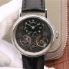 Swiss Made Breguet Tradition 7057BB/G9/9W6 SS SF Black Skeleton Dial Black Leather Strap A507