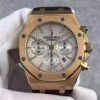 Swiss Made Audemars Piguet Royal Oak Chronograph SS White Dial Leather Strap A7750