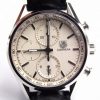 Swiss Made Tag Heuer Carrera CAL1887 Chrono 40mm SS White Dial Leather Strap A7750