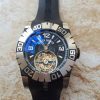 Swiss Made Roger Dubuis Tourbillion SS Black Dial Black Rubber Strap