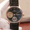 Swiss Made IWC AZ Portuguese Flying Tourbillon SS Black Dial Leather Strap