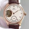 Swiss Made IWC TF Portuguese Tourbillon IW5463 RG White Dial Leather Strap