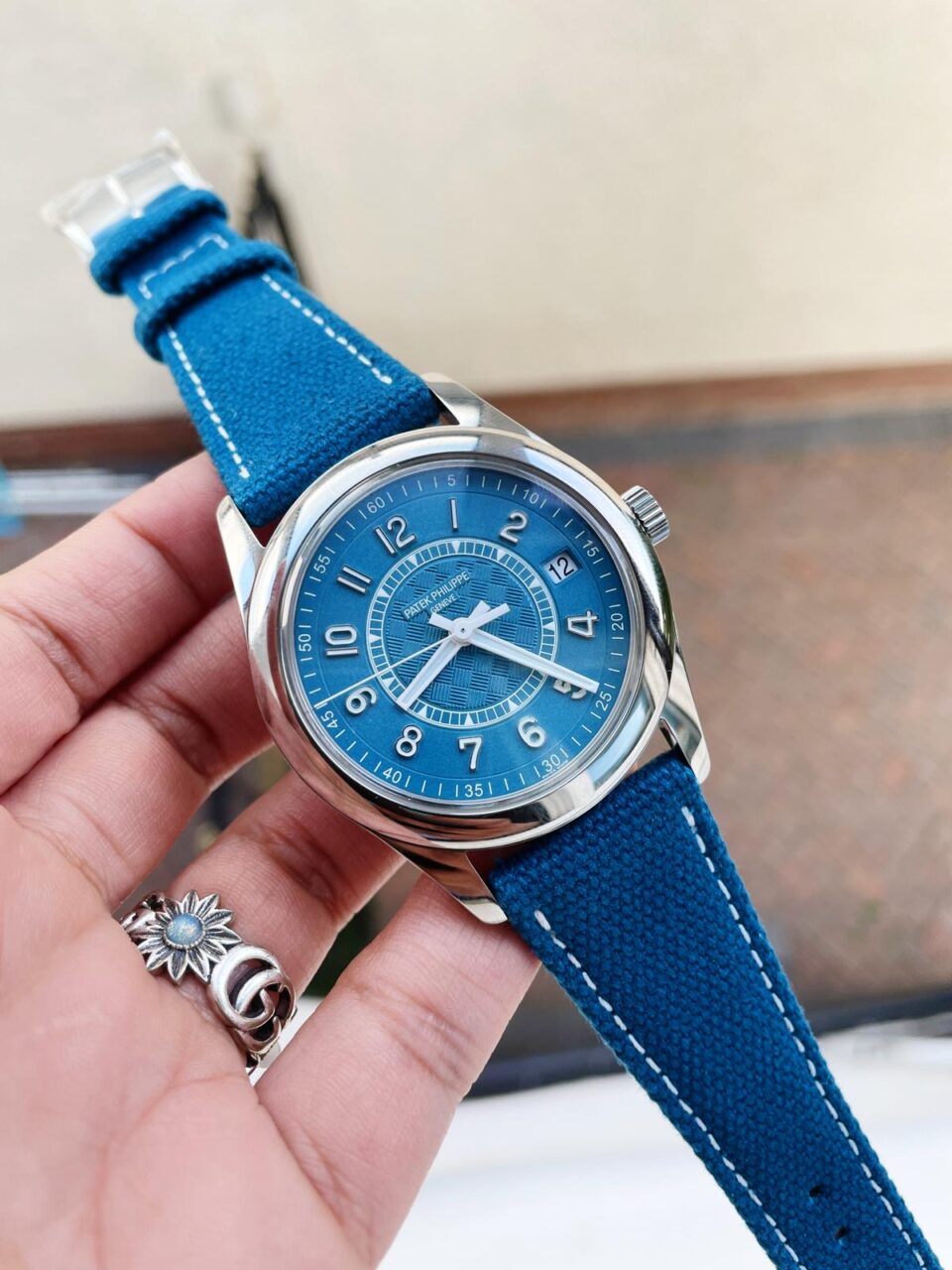 Swiss Made PATEK PHILIPPE Calatrava 6007A-001 SS ZF 1:1 Best Edition Blue Dial on Blue Leather Strap A324CS