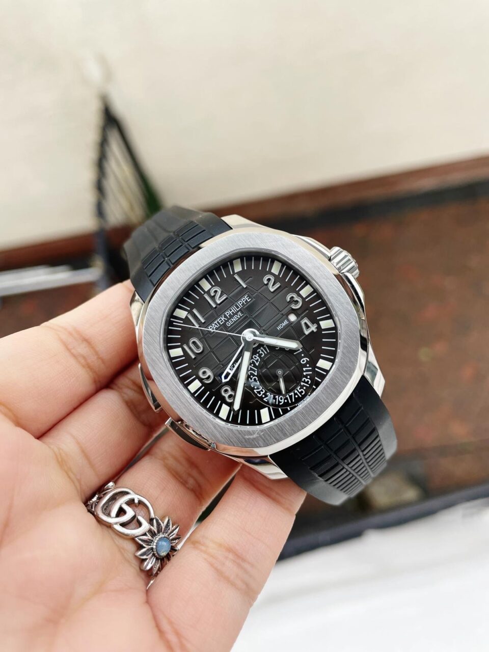 Swiss Made PATEK PHILIPPE Aquanaut 5164A SS GRF BEST EDITION BLACK DIAL ON BLACK RUBBER STRAP A324 V2