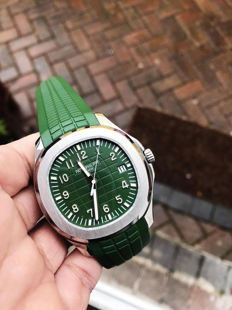 Swiss Made PATEK PHILIPPE Aquanaut 5168G 42mm SS ZF 1:1 Best Edition Green Dial on Green Rubber Strap